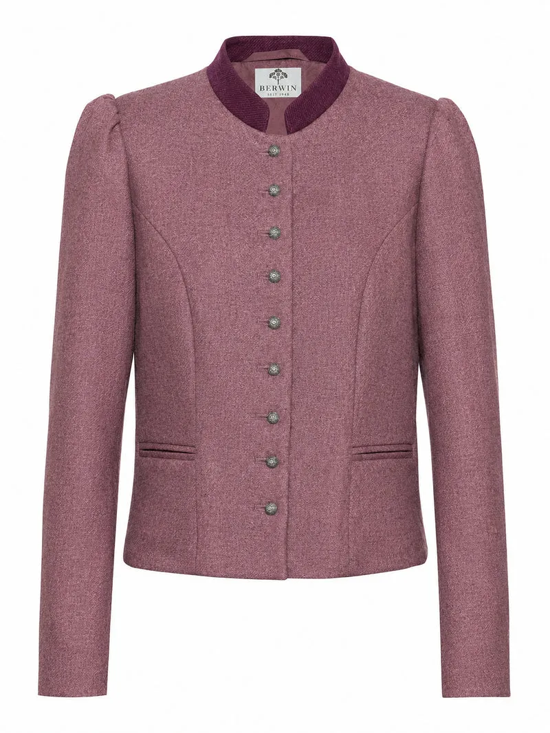 Kurze Lodenjacke mit Kontrast-Stehkragen
