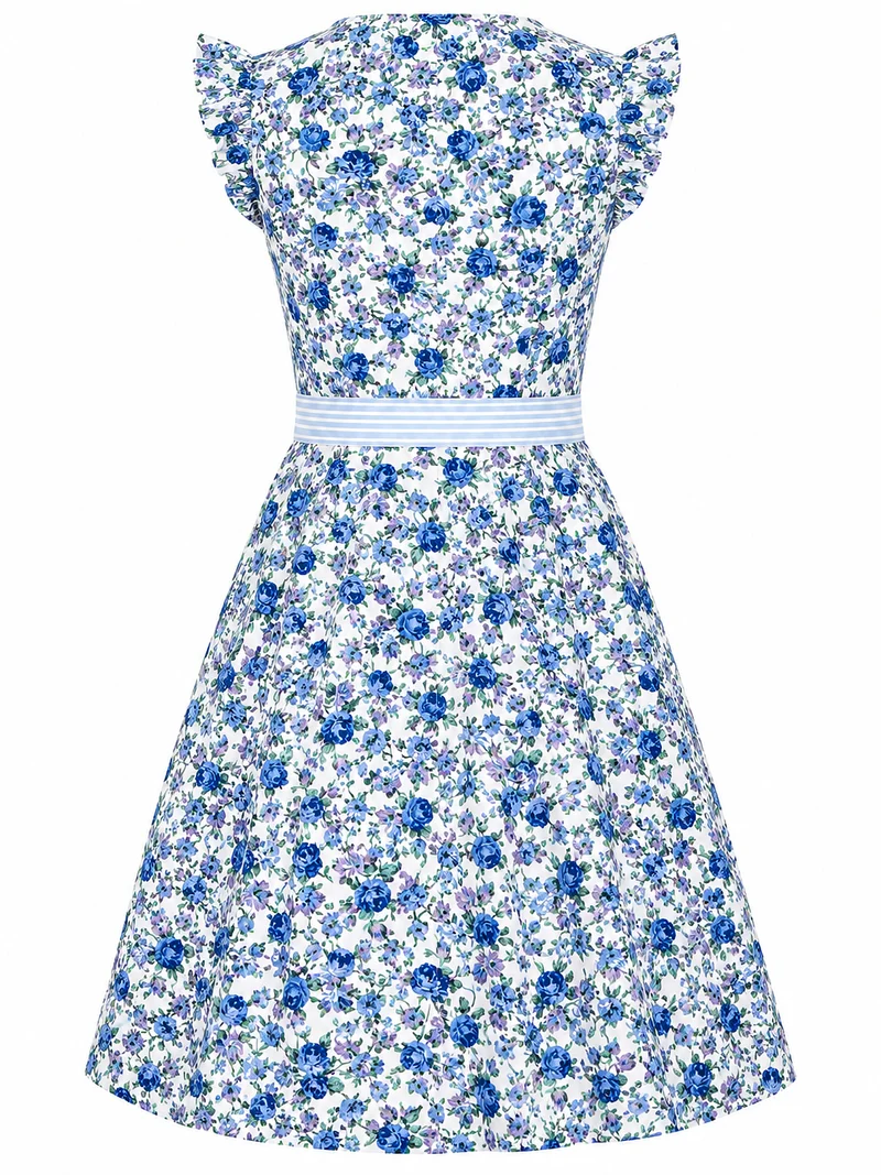 Sommerliches Blümchen-Dirndl mit Rüschenärmeln