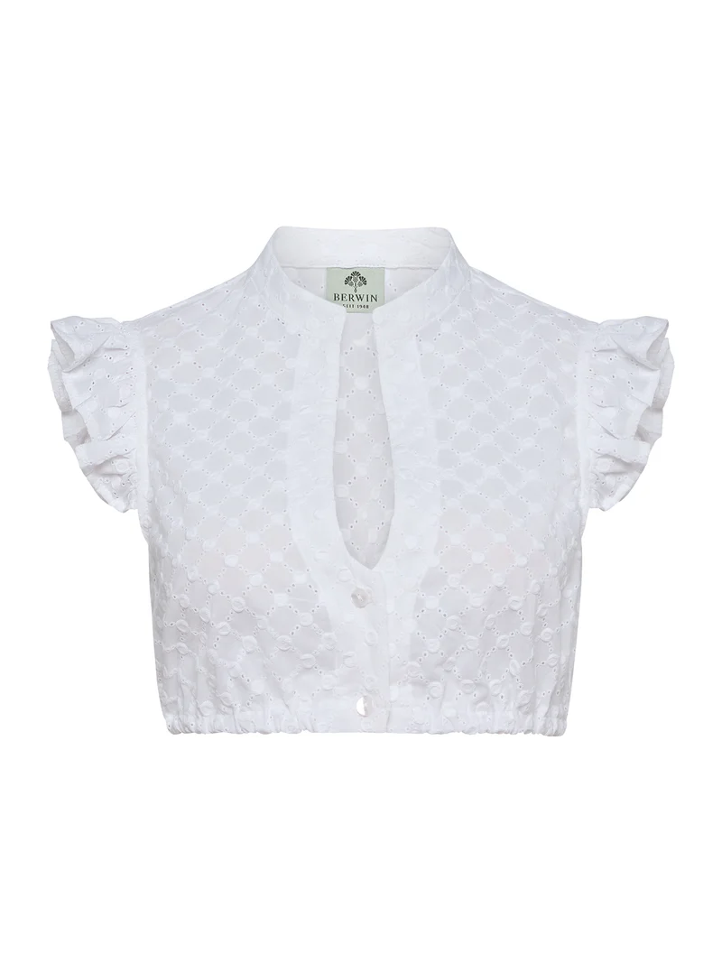 Dirndlbluse aus besticktem Baumwollstoff