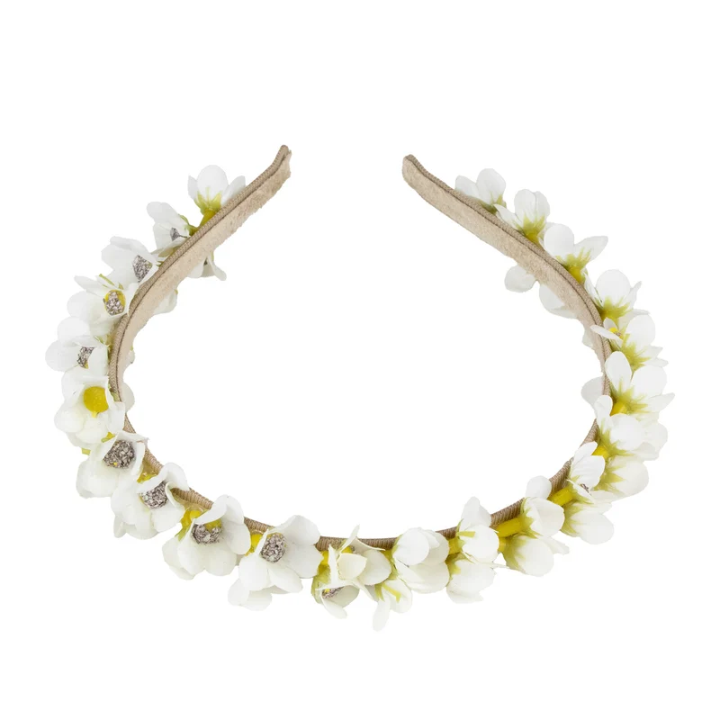 Blumen Haarreif "Elfe" - Schmaler Blütenkranz | Weiß