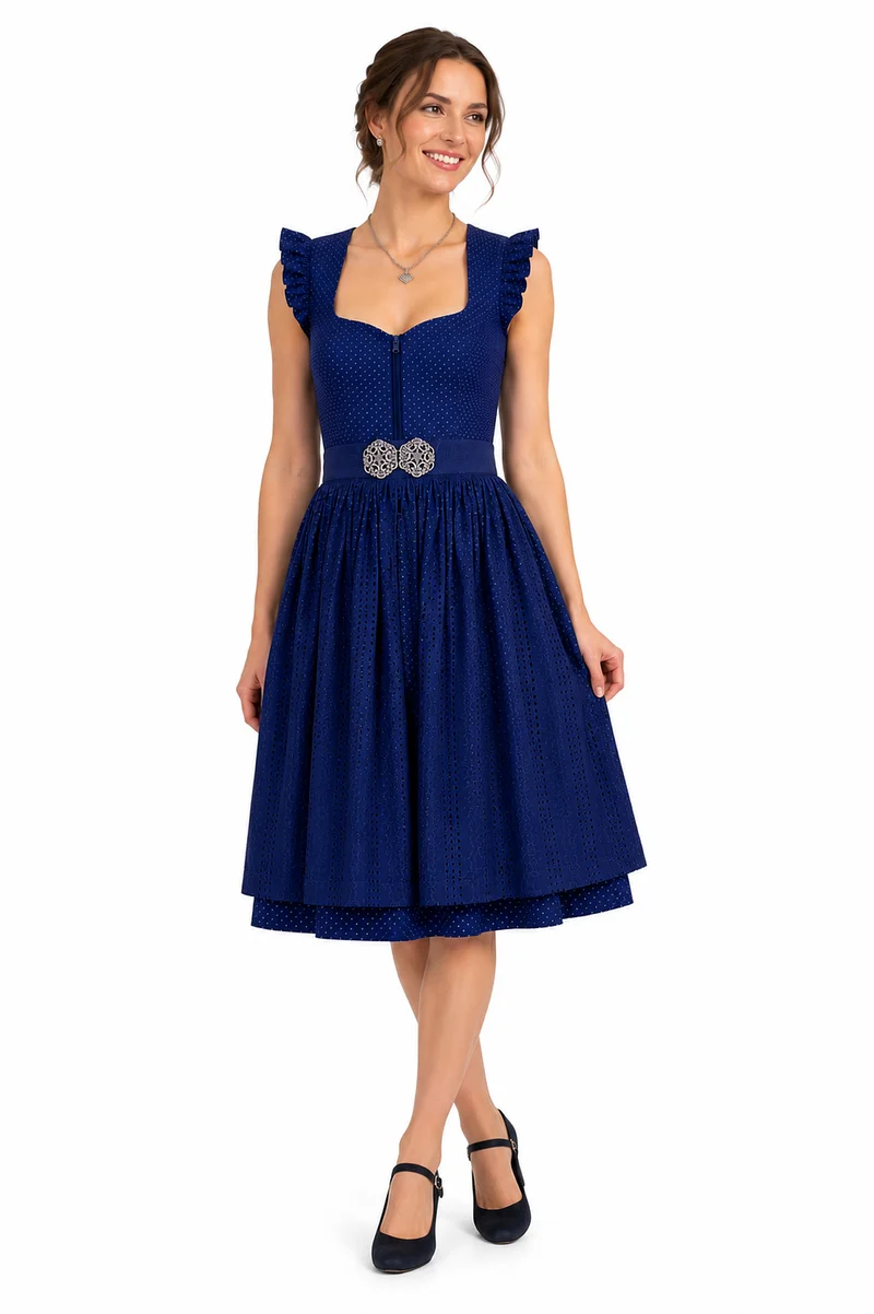 Elegantes Dirndl mit Lochstickerei-Schürze