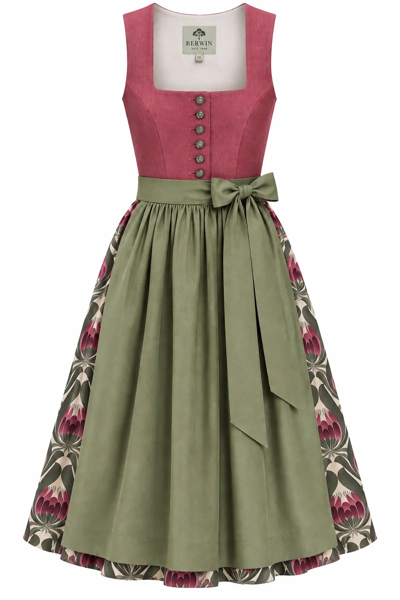 Dirndl mit Reinleinen-Oberteil und Taftschürze