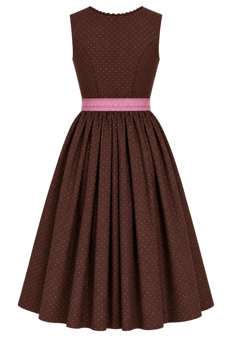 Baumwolldirndl mit Tupfenmuster und Kontrastschürz