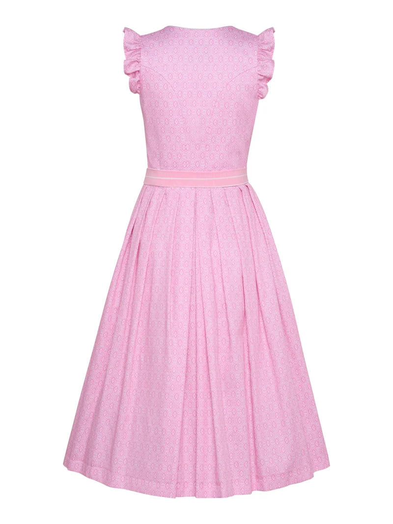 Baumwoll-Dirndl mit Streifen-Schürze & Flügelärmel