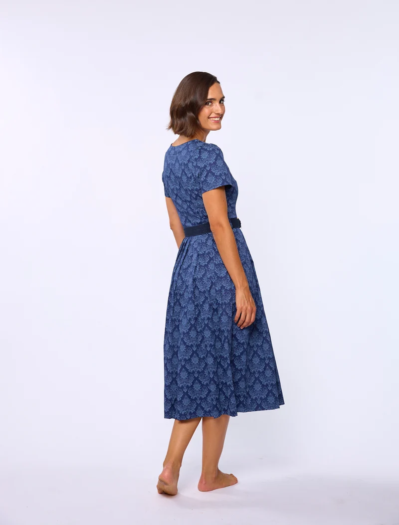 Baumwolldruck-Kleid mit kurzem Arm