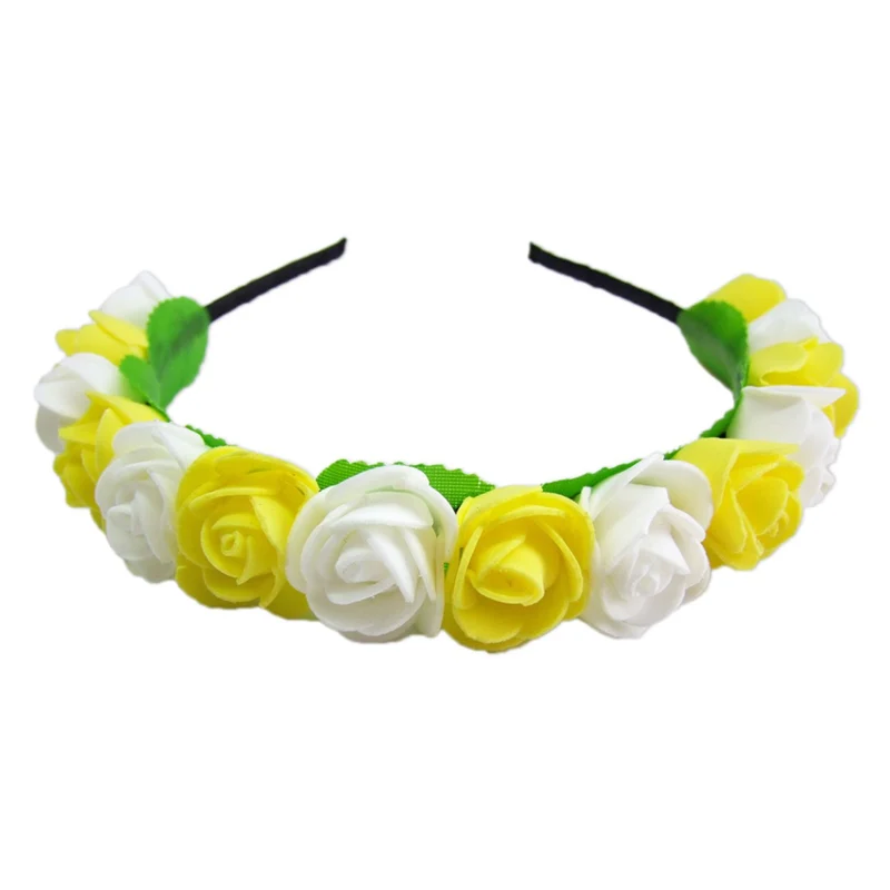 Blumen Haarreif mit Rosen | Gelb Weiß