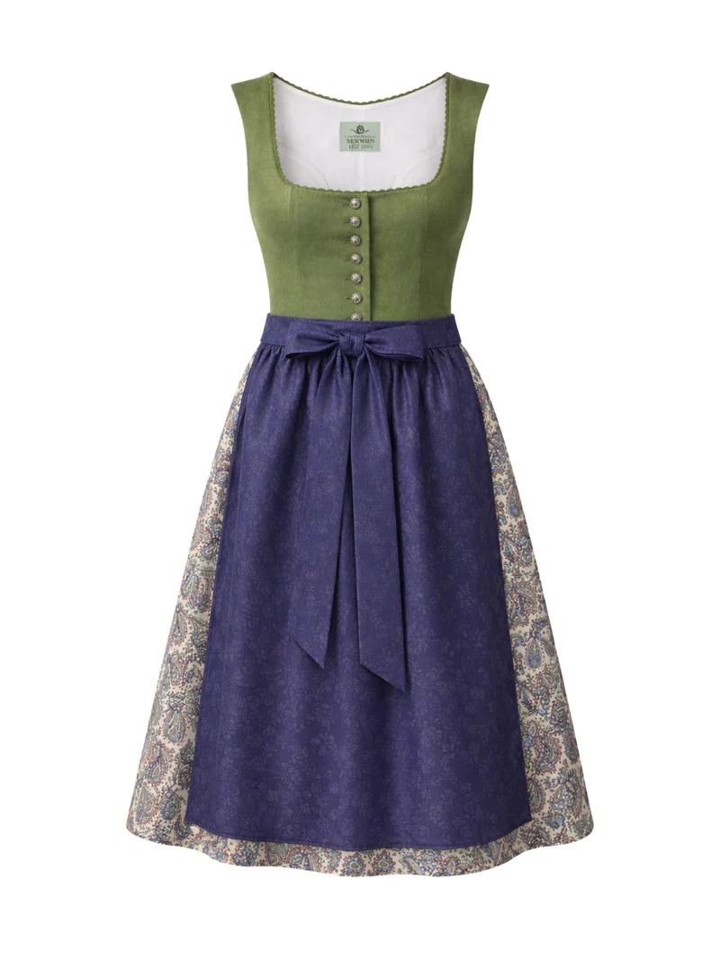 Dirndl mit Leinenoberteil und Baumwolldruck