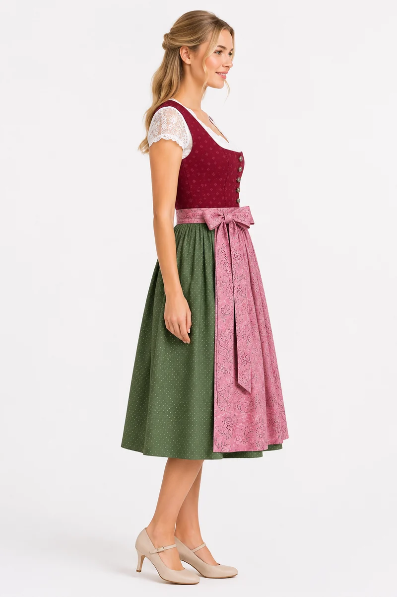 Durchgeknöpftes Dirndl aus Baumwolldruck