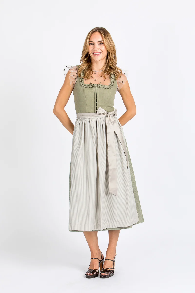 Almliebe Dirndl Eva mit Froschgoscherl grün