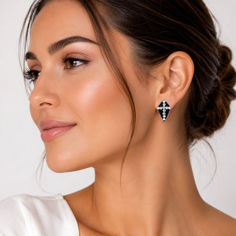 LUISIA® Ohrringe "Kreuz" mit Swarovski® Kristallen | Schwarz - 925 Sterling Silber