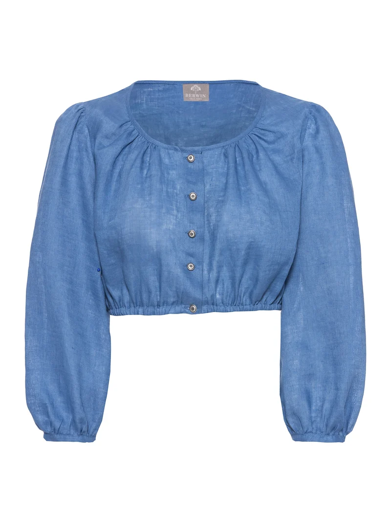 Leinen-Dirndlbluse mit Blumenknöpfen