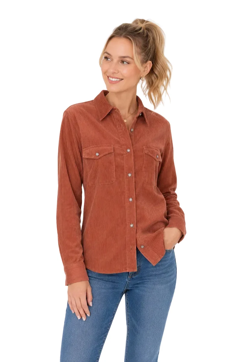 Legere Cord-Blusenjacke aus reiner Baumwolle