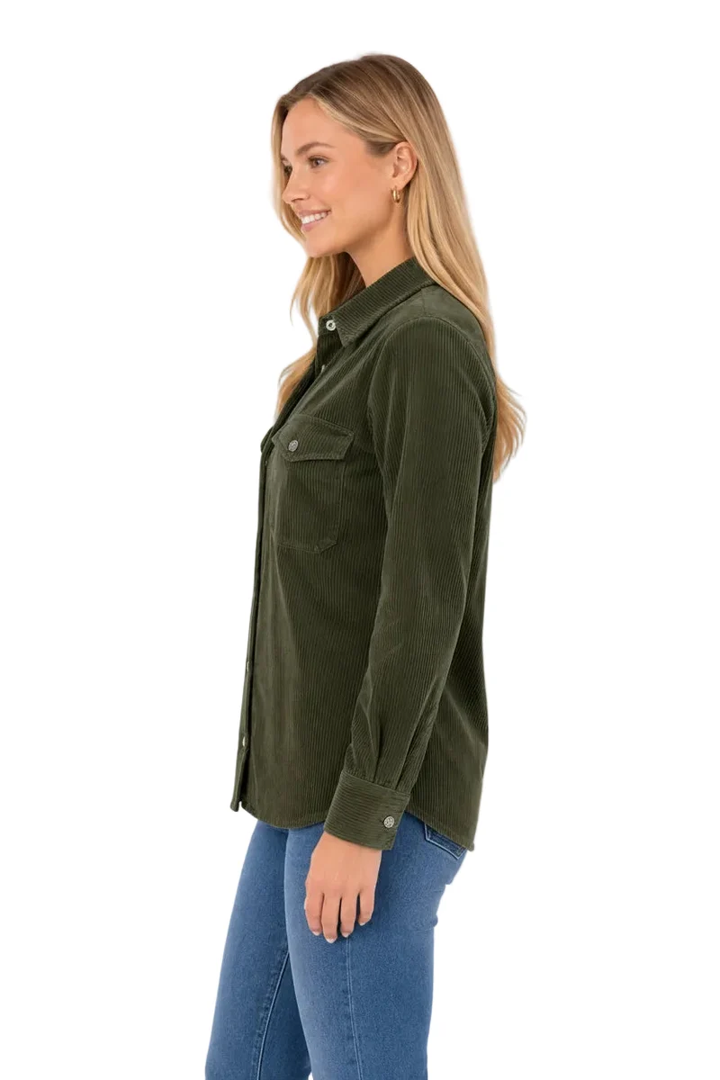 Legere Cord-Blusenjacke aus reiner Baumwolle