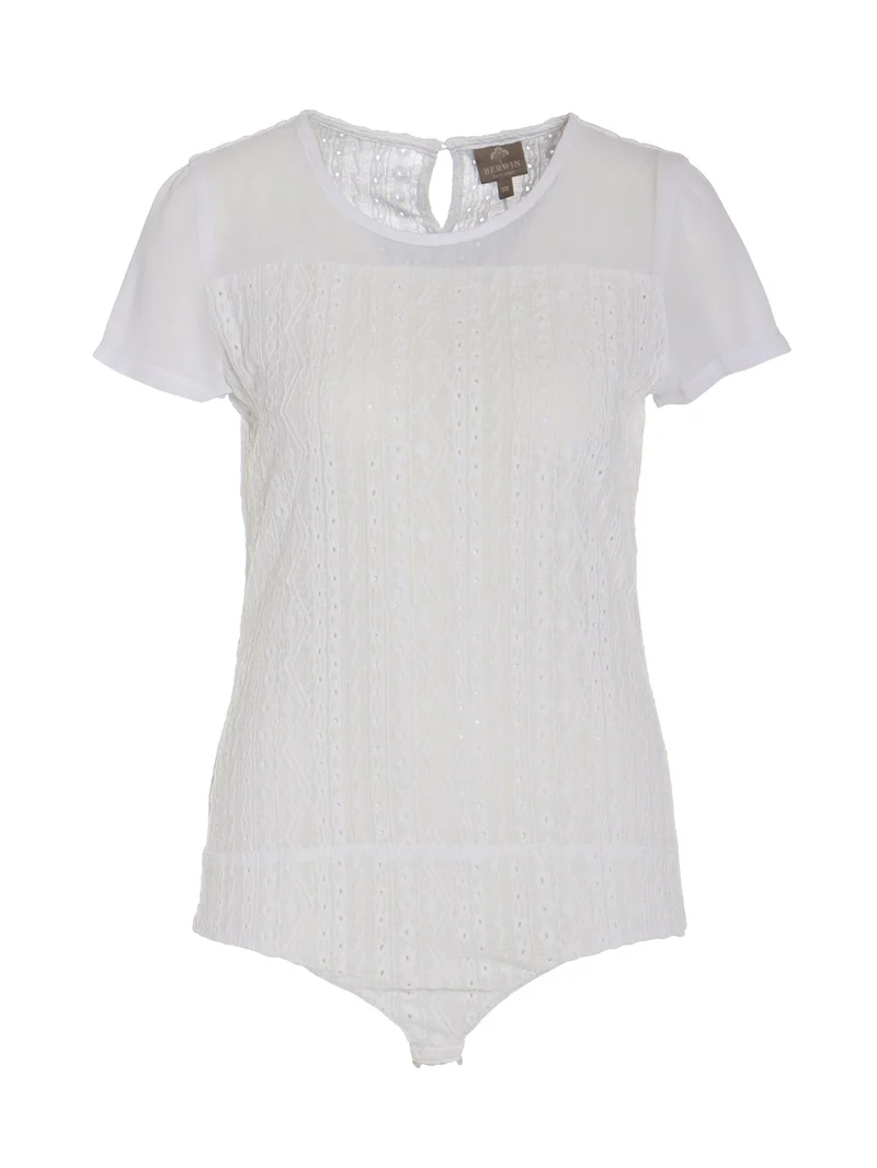 Body in Stickoptik mit Organza-Einsatz