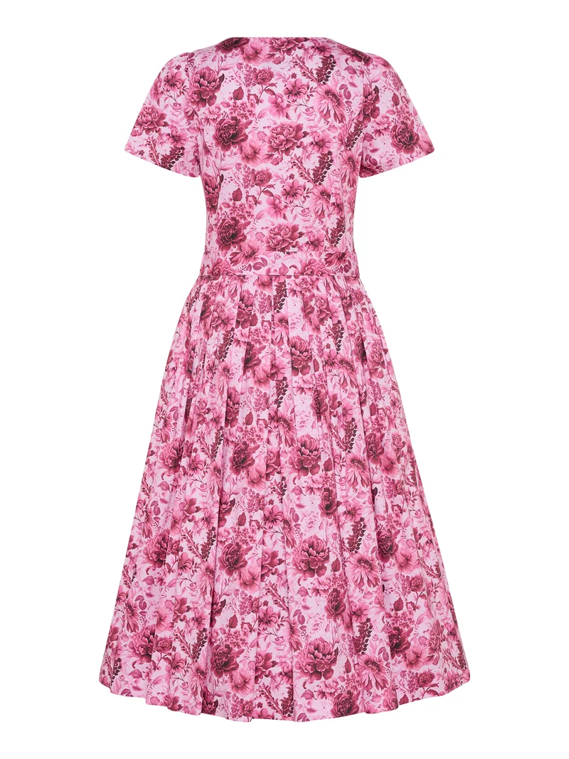Rosendruck-Kleid mit kurzem Arm