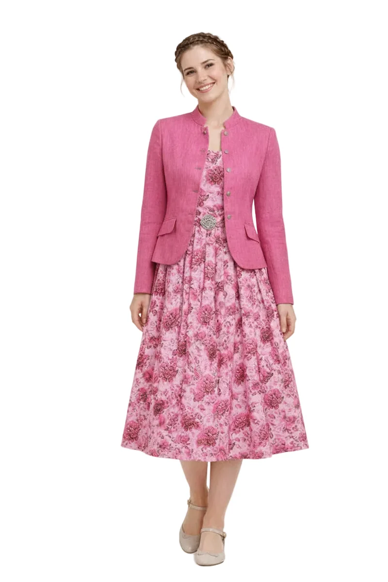 Rosendruck-Kleid mit kurzem Arm