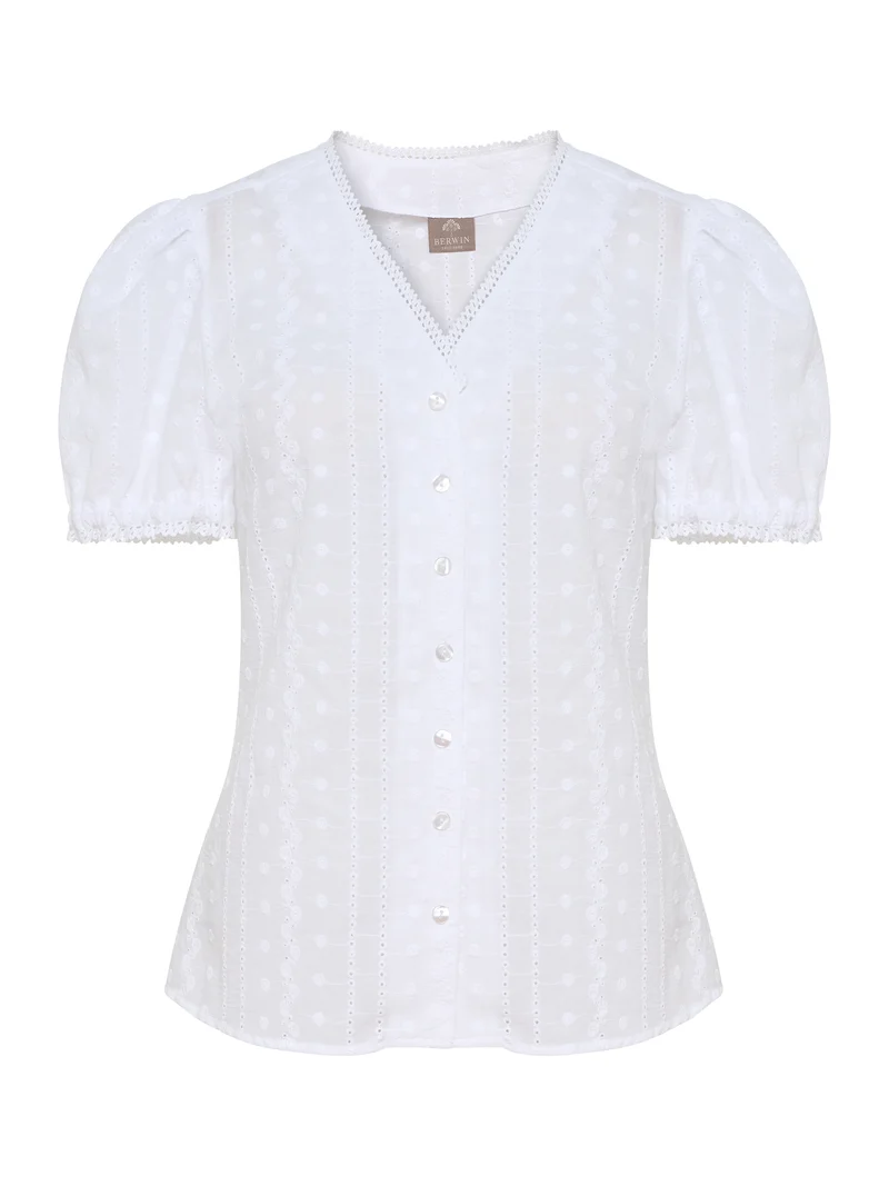 Bluse allover bestickt, durchgeknöpft