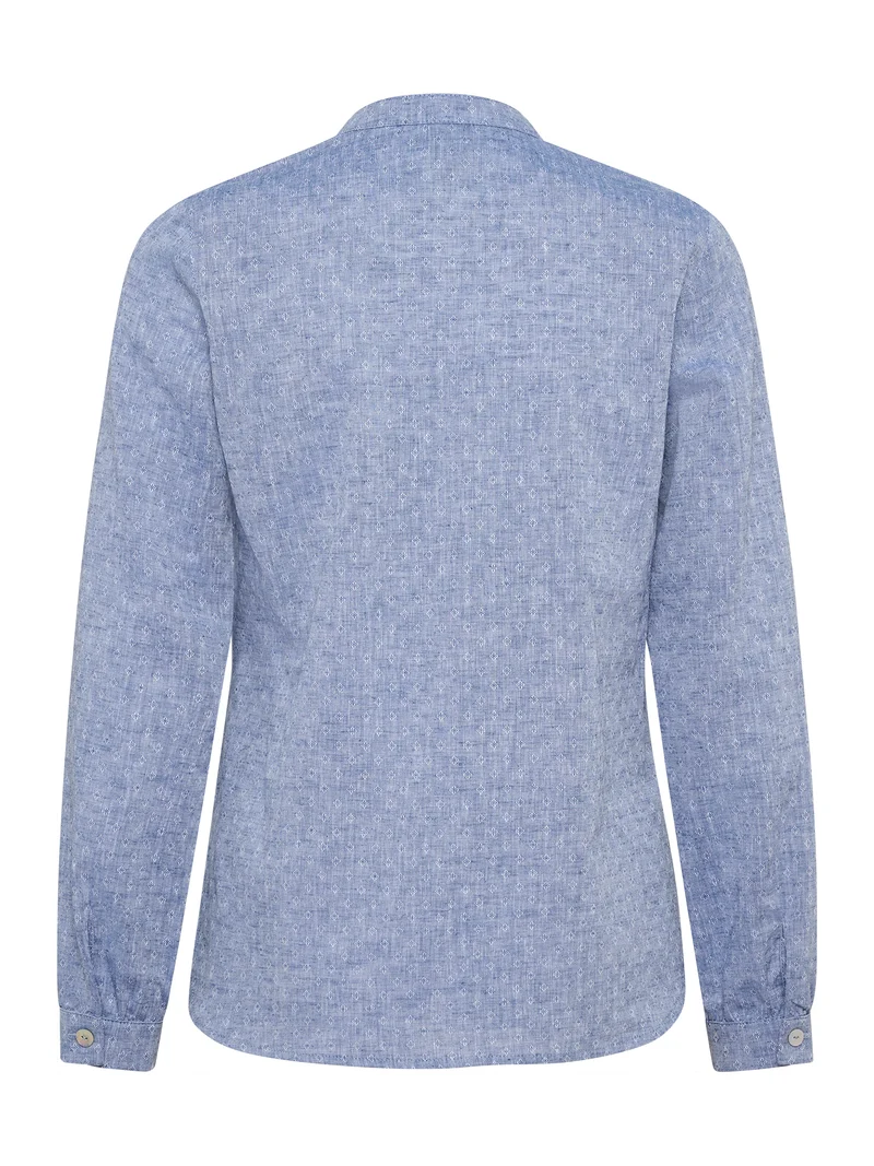 Bluse mit Stehkragen aus Leinenjacquard