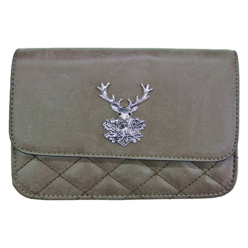 Gesteppte Trachten Handtasche "Anni" mit Hirsch Applikation | Braun