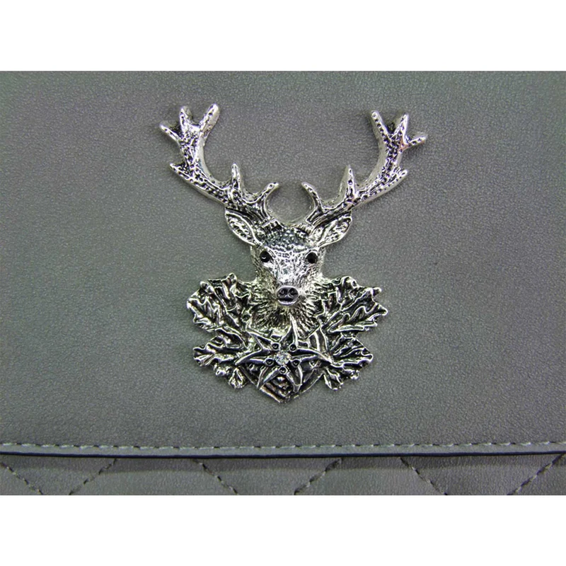 Gesteppte Trachten Handtasche "Anni" mit Hirsch Applikation | Dunkelgrau