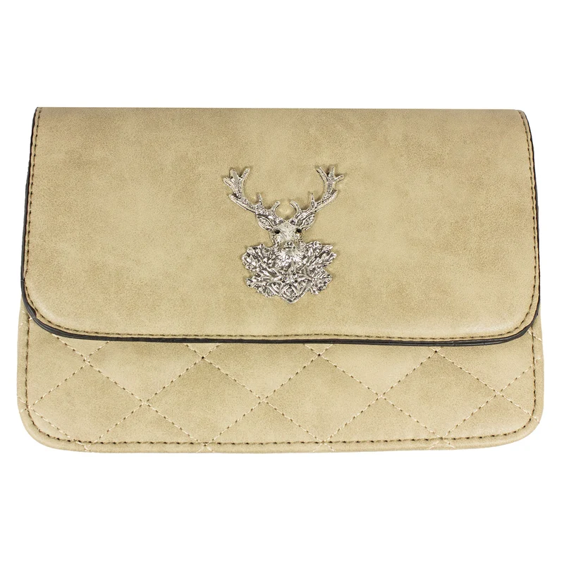 Gesteppte Trachten Handtasche "Anni" mit Hirsch Applikation | Sand