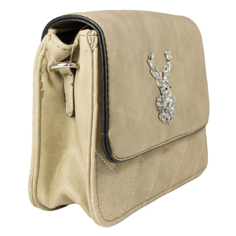 Gesteppte Trachten Handtasche "Anni" mit Hirsch Applikation | Sand