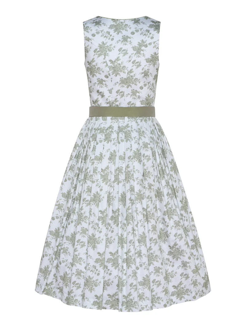 Blumiges Dirndl mit eleganter Taftschürze