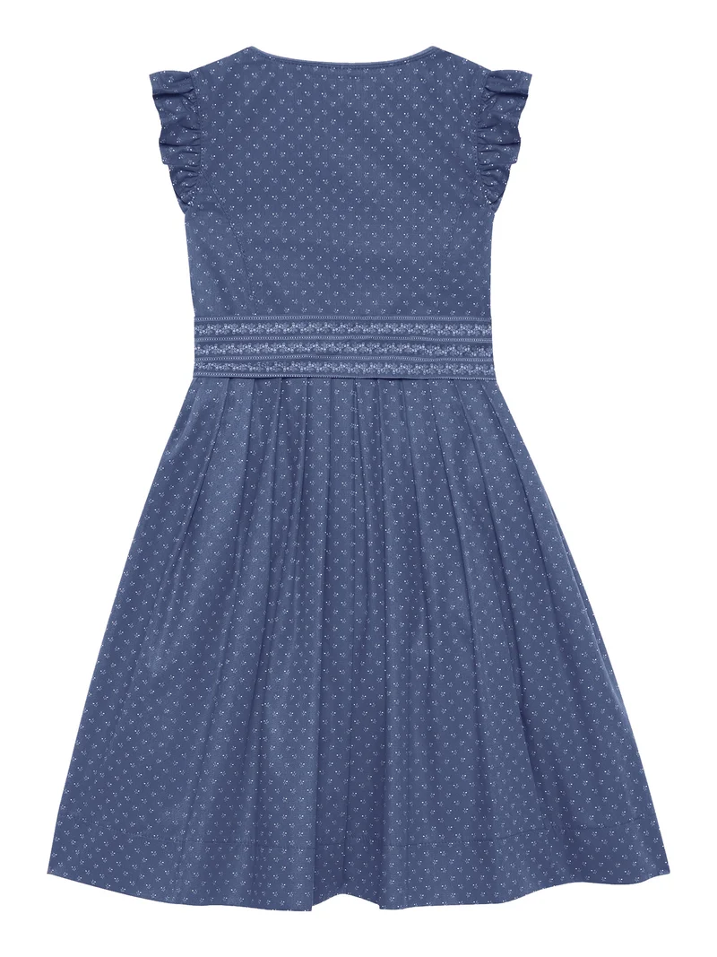Kinderdirndl aus klassischem Blaudruck-Muster
