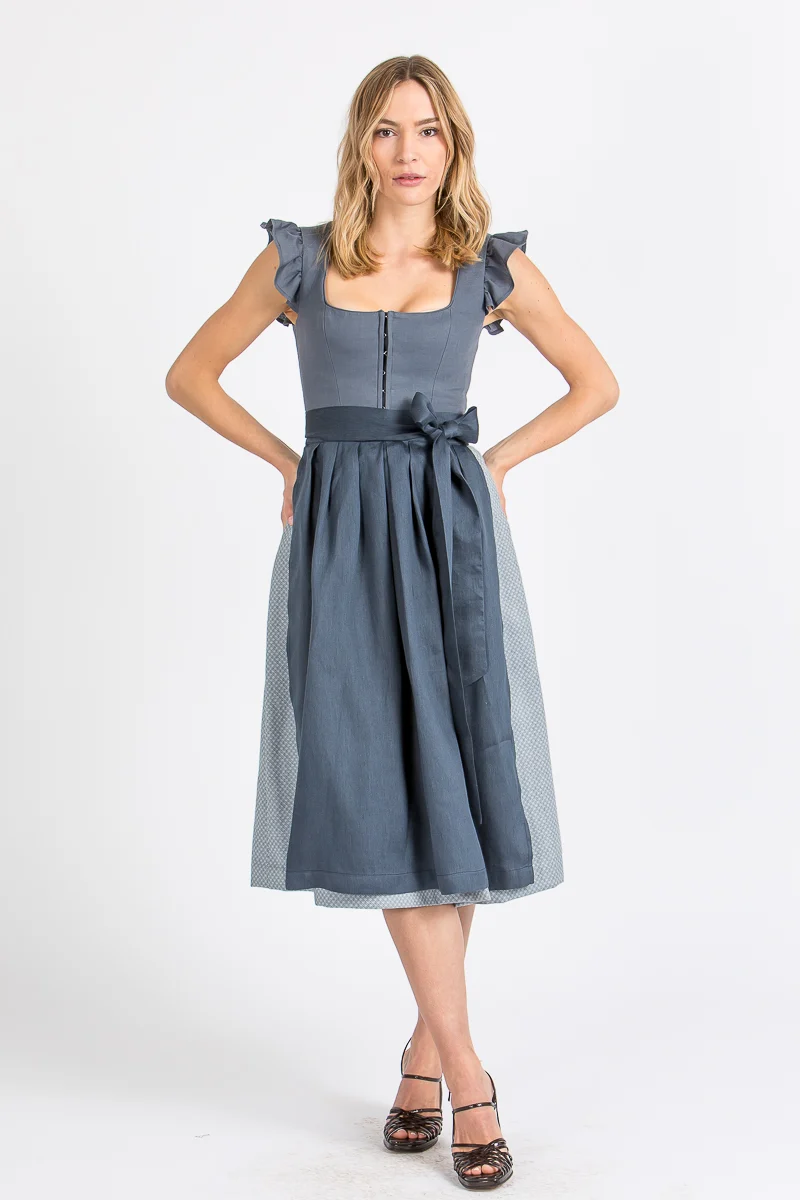 Alpenherz Dirndl mit abnehmbaren Flügelärmel Marie blau