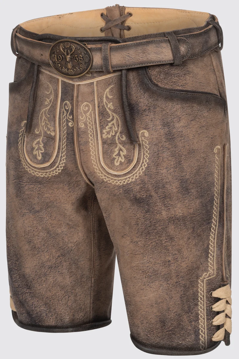 Herren Lederhose MAGNUS - Trachtenhose - Krüger Buam - mit Gürtel - 962065-000-0007