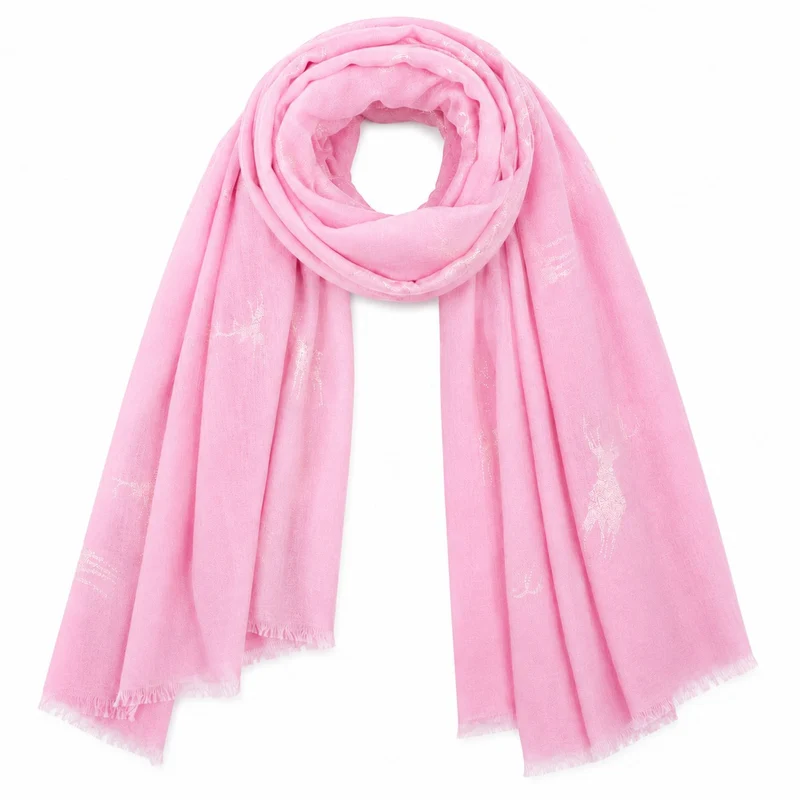 Trachten Halstuch Schal Uni mit Glitter Hirsch | Rosa