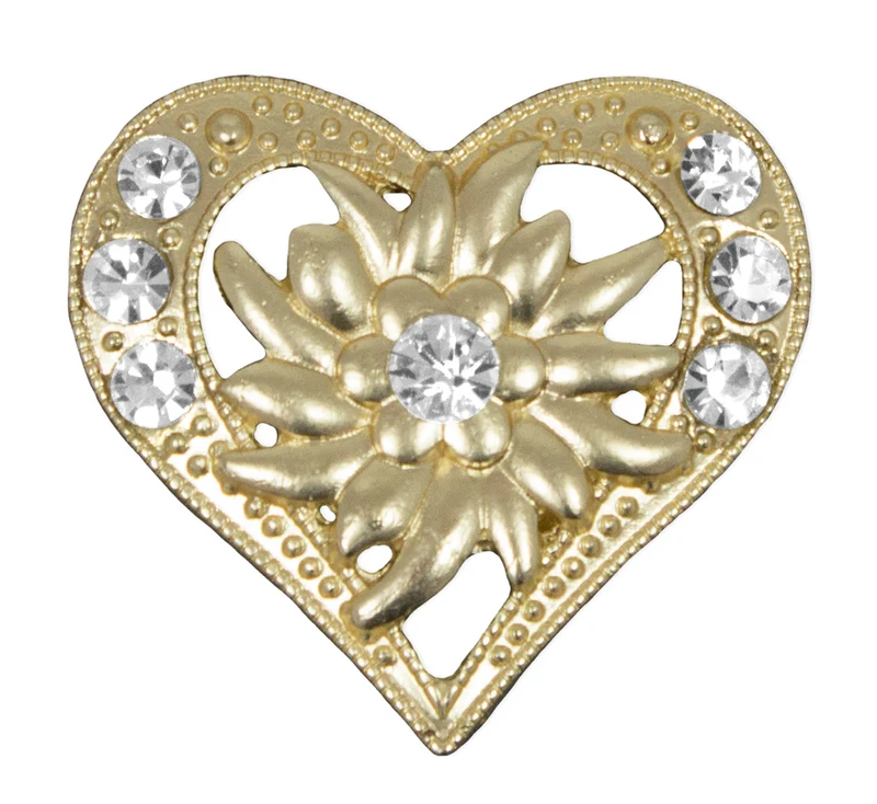 Magnet Brosche Tuchhalter - Gold Herz mit Strass