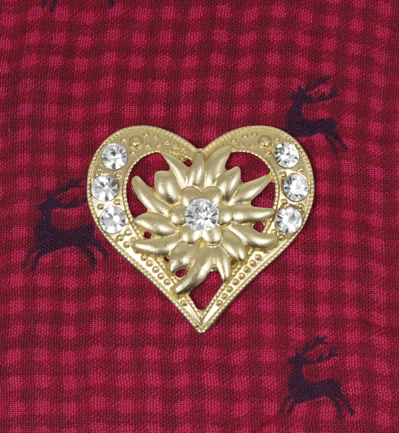 Magnet Brosche Tuchhalter - Gold Herz mit Strass