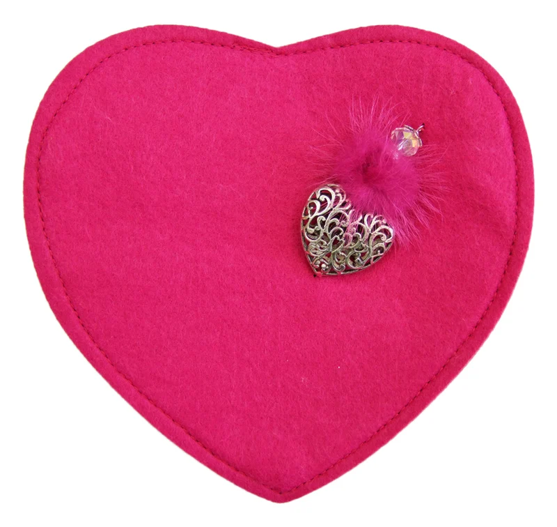 Herz Trachten Handtasche mit Herzanhänger | Pink