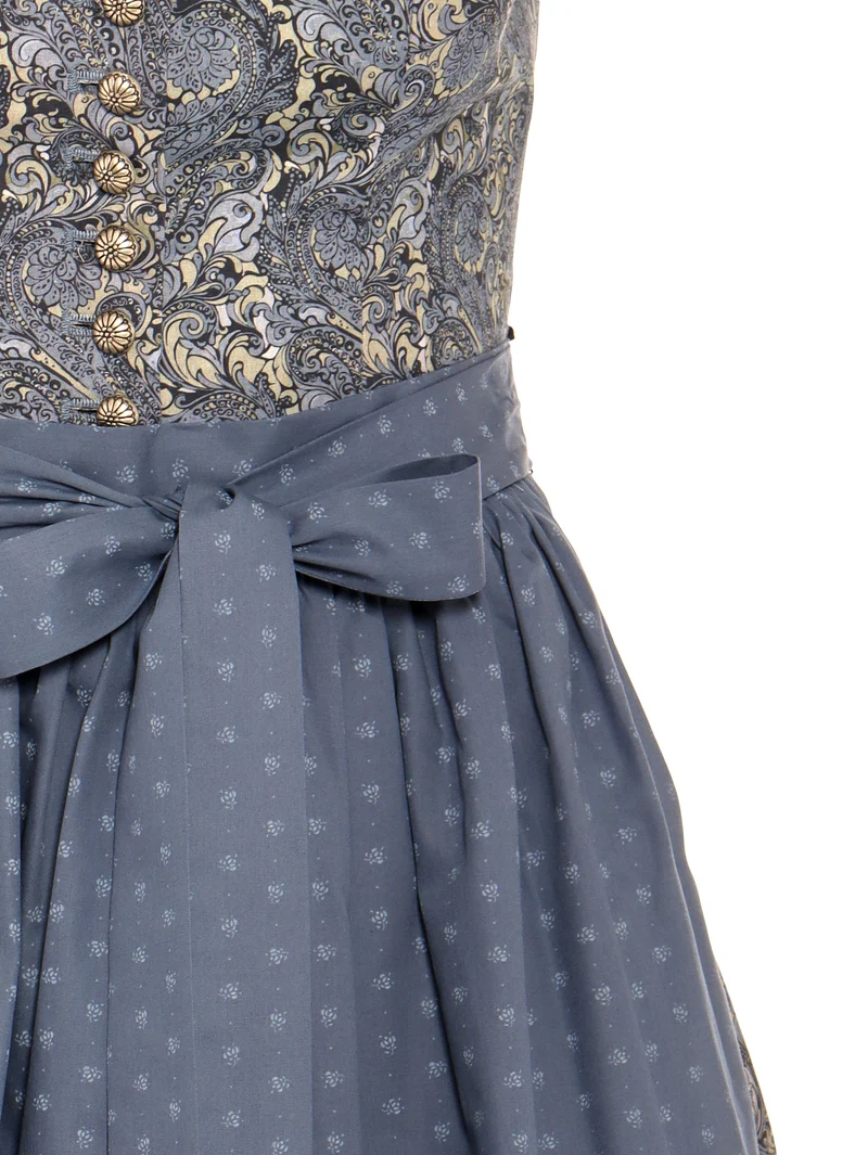 Dirndl aus Paileydruck mit Blaudruckschürze