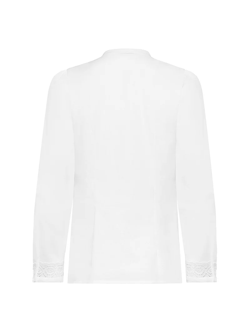 Stehkragenbluse mit Spitzeneinsatz