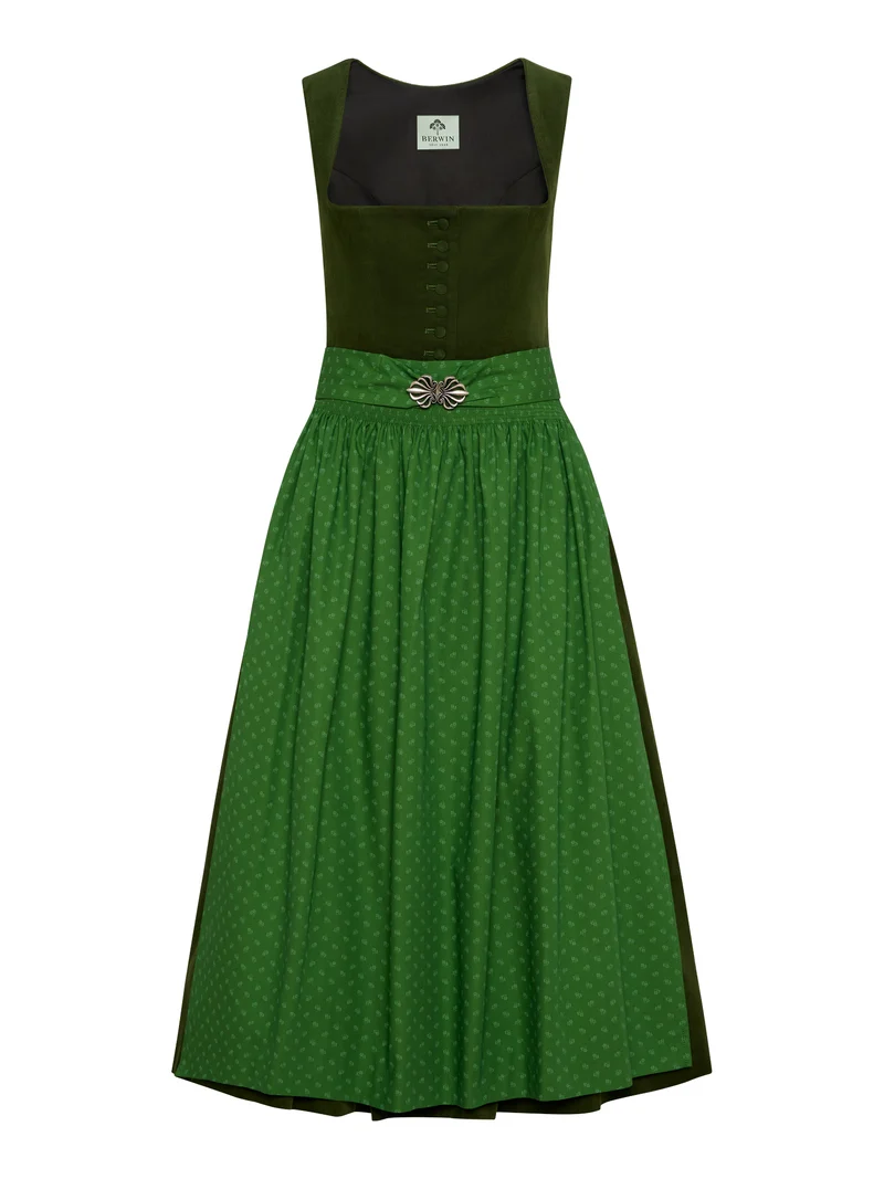 Cord-Dirndl mit Druckschürze