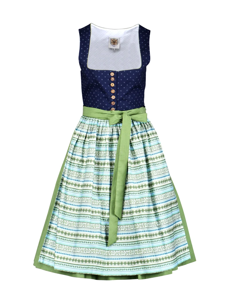 Dirndl mit quergestreifter Schürze
