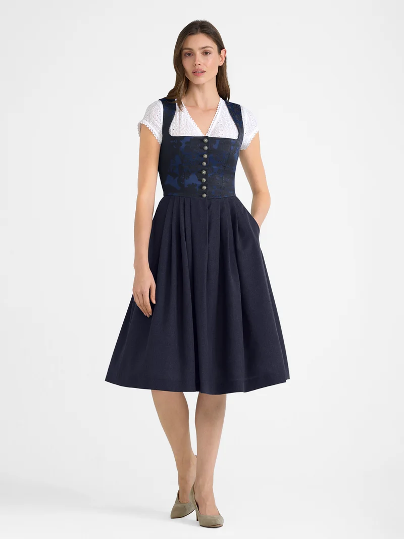 BERWIN Dirndl mit Jacquard-Mieder & Knopfleiste