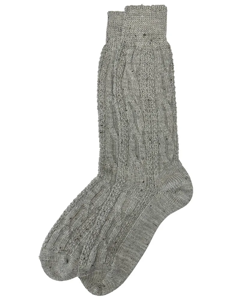 Trachten Shopper Socken mit Zopfmuster - Trachtenstrümpfe | Nussbraun Meliert