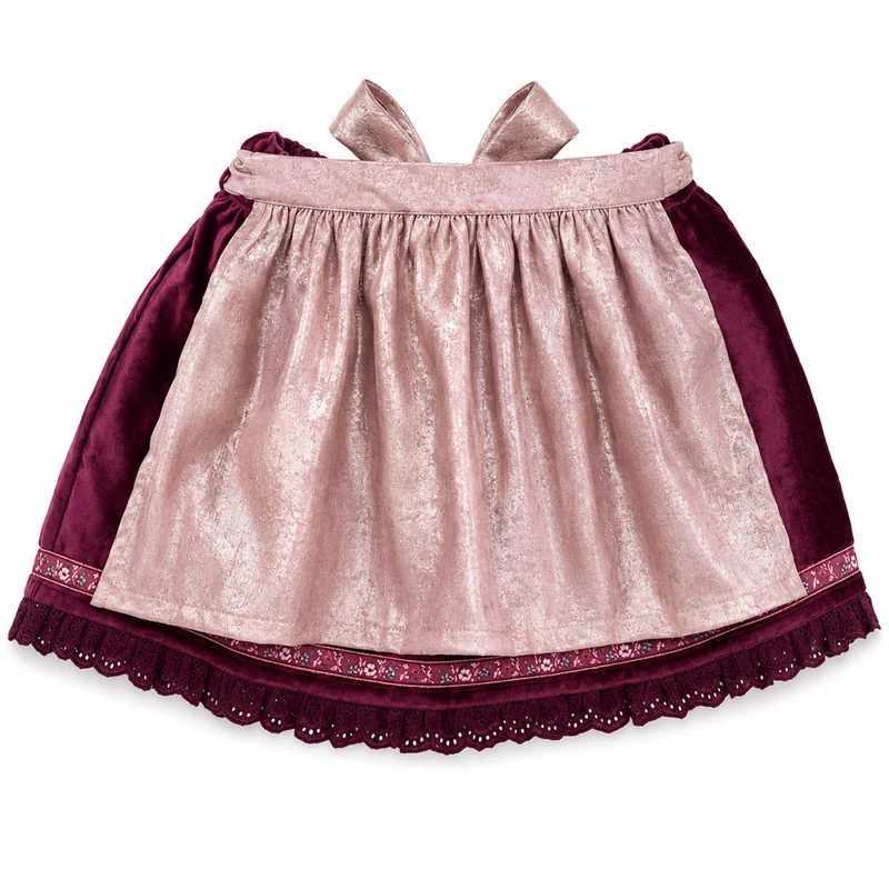BONDI Mädchen Samtrock mit Schürze 26104 | Blueberry