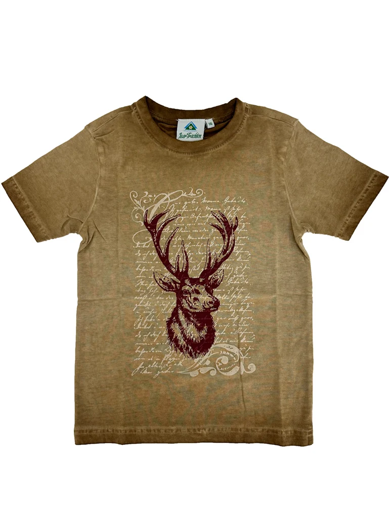Isar-Trachten Jungen T-Shirt mit Hirschmotiv 52780 | Braun