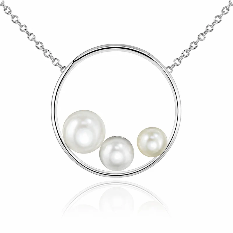 LUISIA® Halskette "Ring mit Perlen" 67029 | 925 Silber (50 cm Länge)