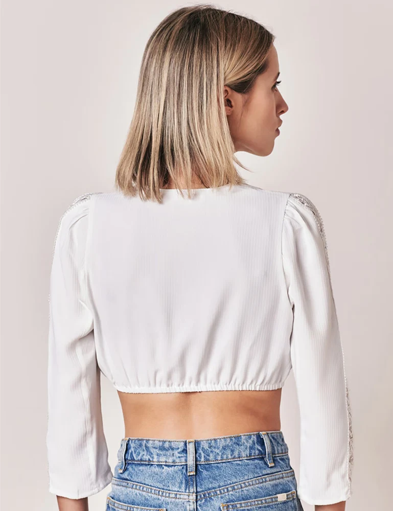 Julia Trentini Damen Dirndlbluse "Romina" 7/8 Langarm 710265 | Ecru