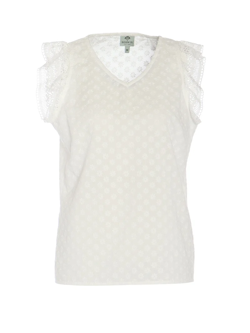 Allover bestickte Bluse ohne Arm