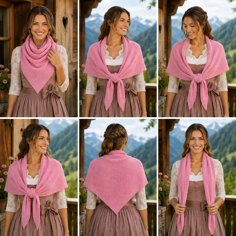 XL Strick Dreieckstuch - Schal 200 x 80 cm | Rosa