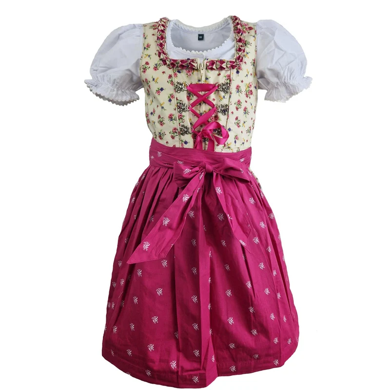 MADDOX Kinder Dirndl "Hellen" 3-tlg. mit Bluse | Creme Pink