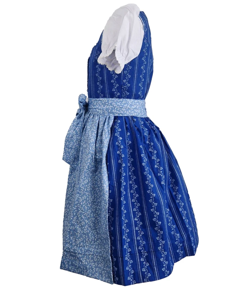 MADDOX Kinder Dirndl "Gabriella" 3-tlg. mit Bluse und Schürze | Blau Weiß