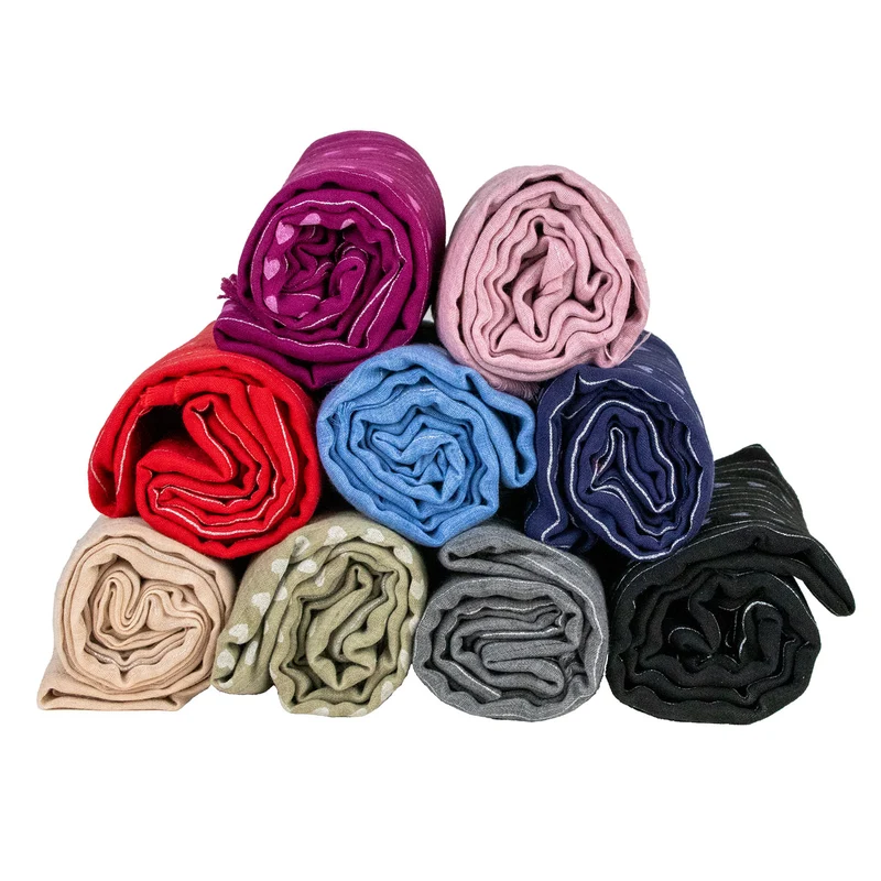 Halstuch Schal Unifarben mit Herzen und Glitzer Streifen 185 x 70 cm | Rosa