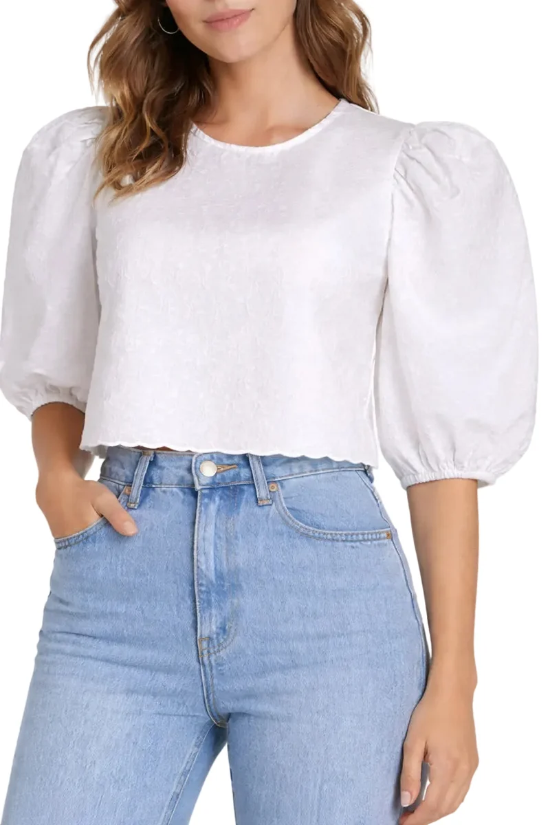Bluse bestickt mit Saumbordüre